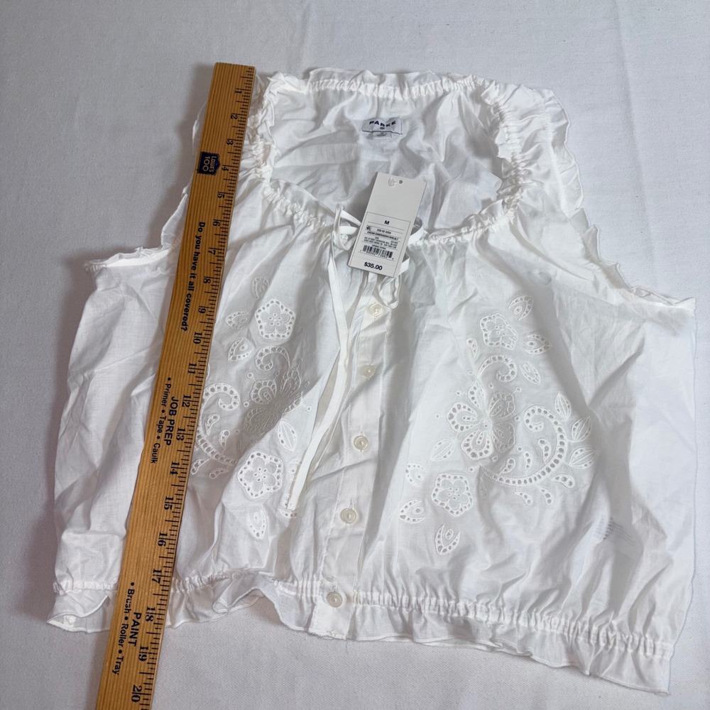 Parker White Eyelet Tie-Front Sleeveless Blouse - Picture 5 of 10